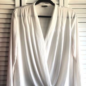 Ann Taylor Cream Wrap Blouse